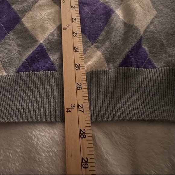 FootJoy FJ 1/4 Zip Pullover Knit Wool Sweater Golf Argyle Diamond Men’s Large - Picture 9 of 9